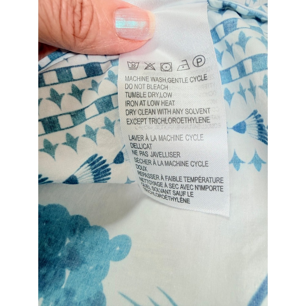 Farm Rio Ancient Garden Blue White Cotton Poplin Midi Dress L Cottagecore - Picture 12 of 13